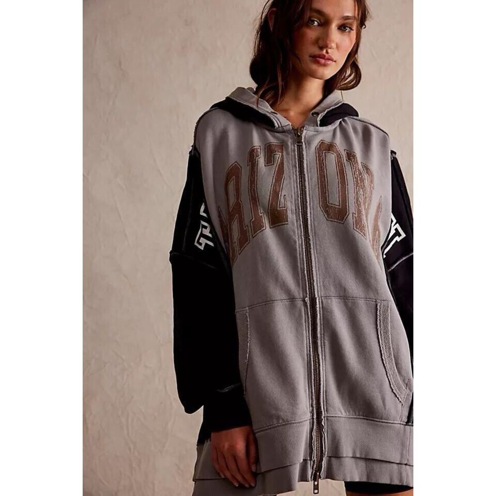 We The Free Gray and Black Arizona Zip Hoodie